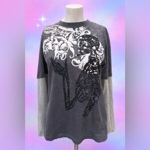 Stylish Gray and Black Women's Top